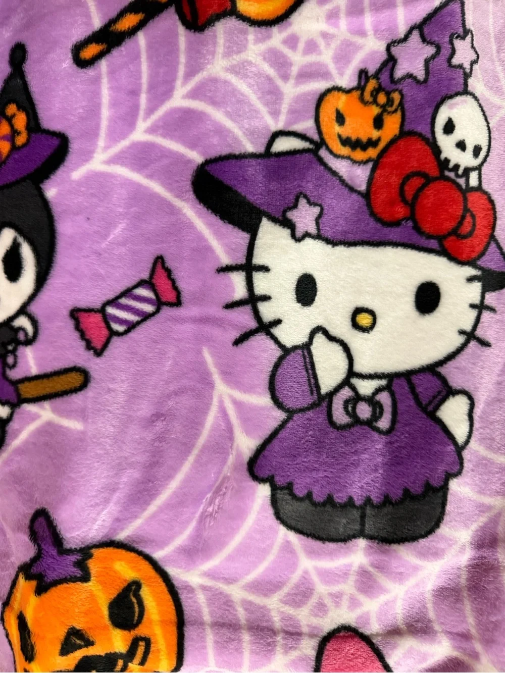 Hello Kitty Purple Halloween Plush Throw Blanket with Cute Costume Characters